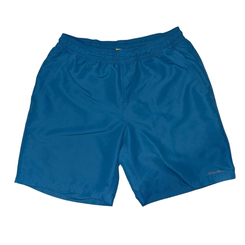 Eddie Bauer Blue Lined Pocket Board Shorts Swim Trunks‎ Mens Medium 8" Inseam